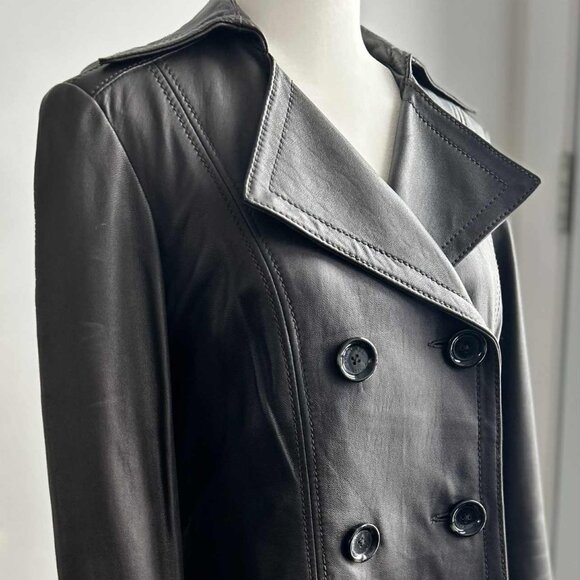 MICHAEL Michael Kors Espresso Leather Double Breasted Jacket – US L - Picture 1 of 13